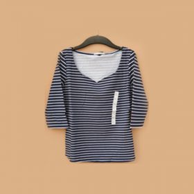 Ladies L/S all over printed stripe t-shirt, 100% Cotton S/J  180/GSM