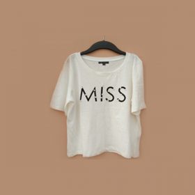 Ladies Round neck t-shirt with Chest print, 100% Cotton Slub-180/GSM